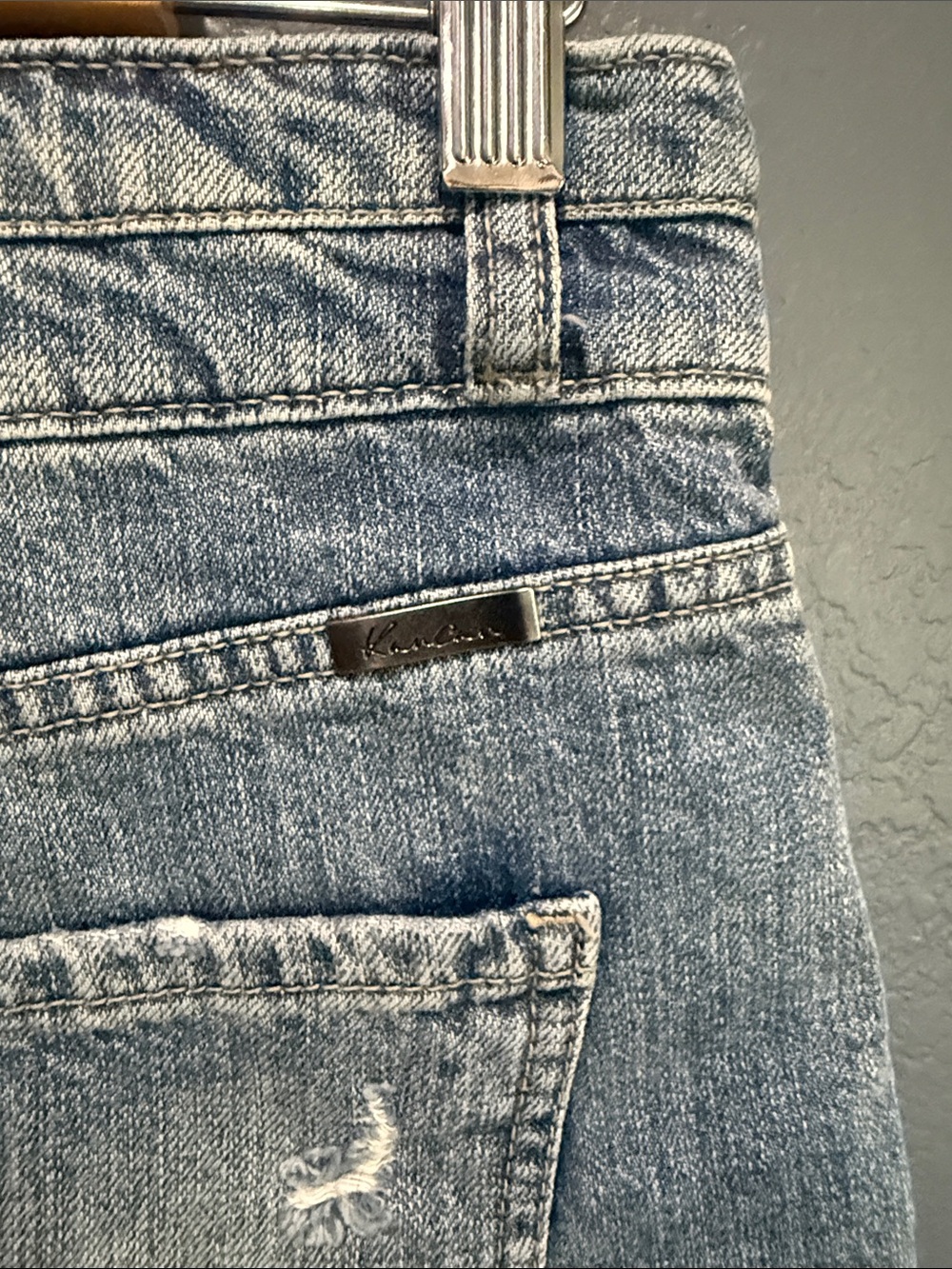 NWT KANCAN Denim Distressed Frayed Hem Blue Shorts Sz L - Picture 10 of 13